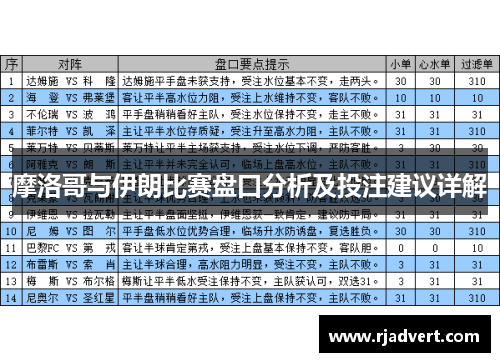 摩洛哥与伊朗比赛盘口分析及投注建议详解